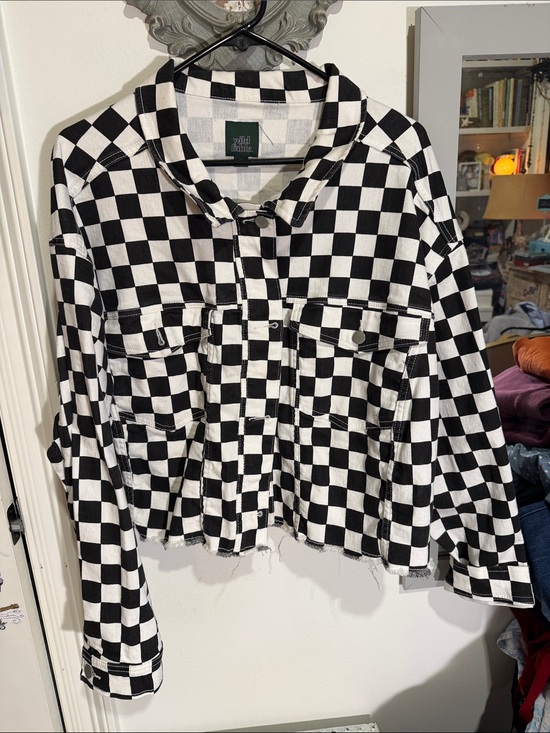 wild fable Jackets & Blazers - wild fable Black & White Checkered Jean Jacket